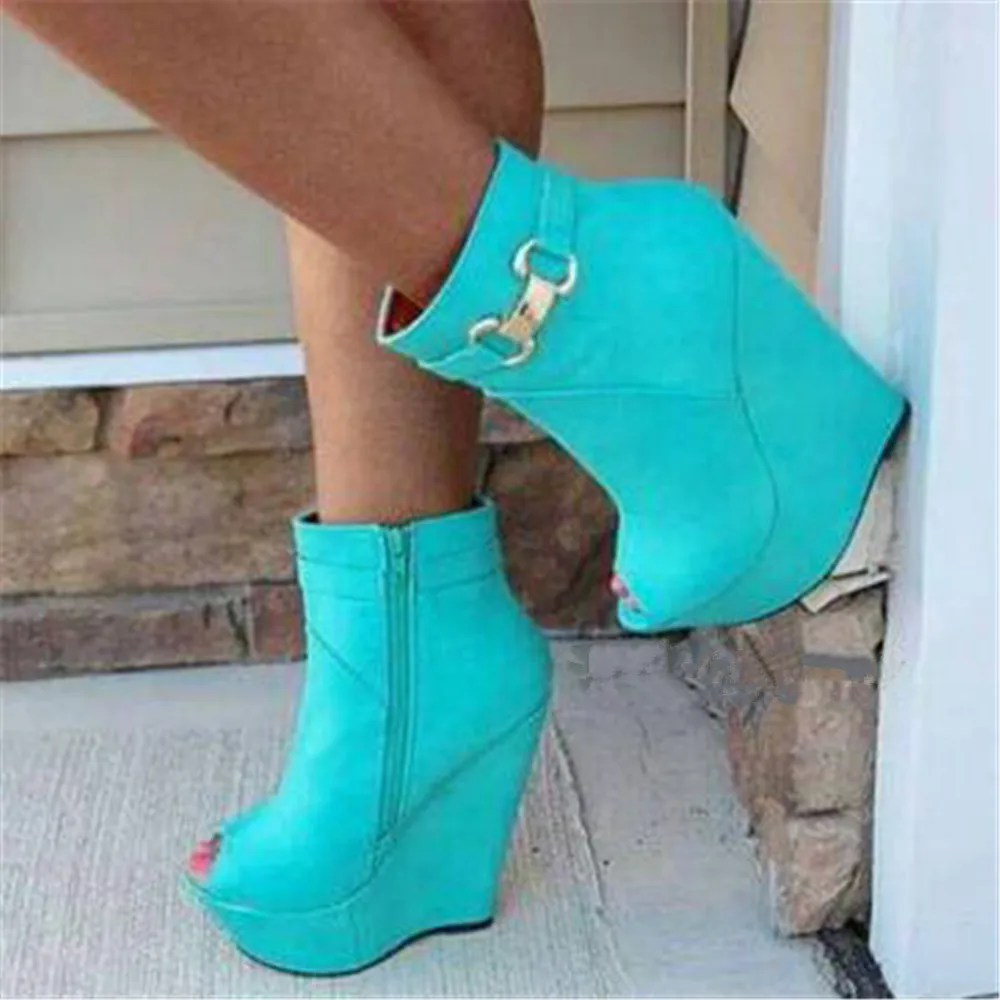 FGHGF Women's sandals, blue leather wedge sandals, high heels, sexy peep-toe sandals
FGHGF Women's sandals, blue leather wedge sandals, high heels, sexy peep-toe sandals