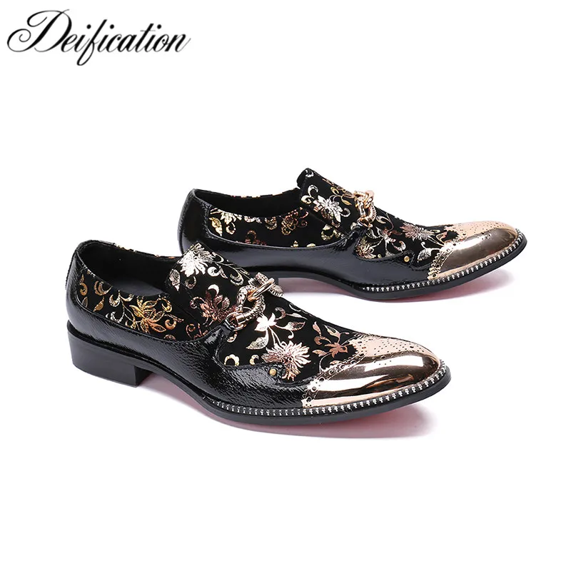 Deification Handmade Italian Leather Men Dress Shoes Gold Flowers Printed Men Loafers Chic Slip on Prom Shoes Men Casual Shoes
Deification Handmade Italian Leather Men Dress Shoes Gold Flowers Printed Men Loafers Chic Slip on Prom Shoes Men Casual Shoes