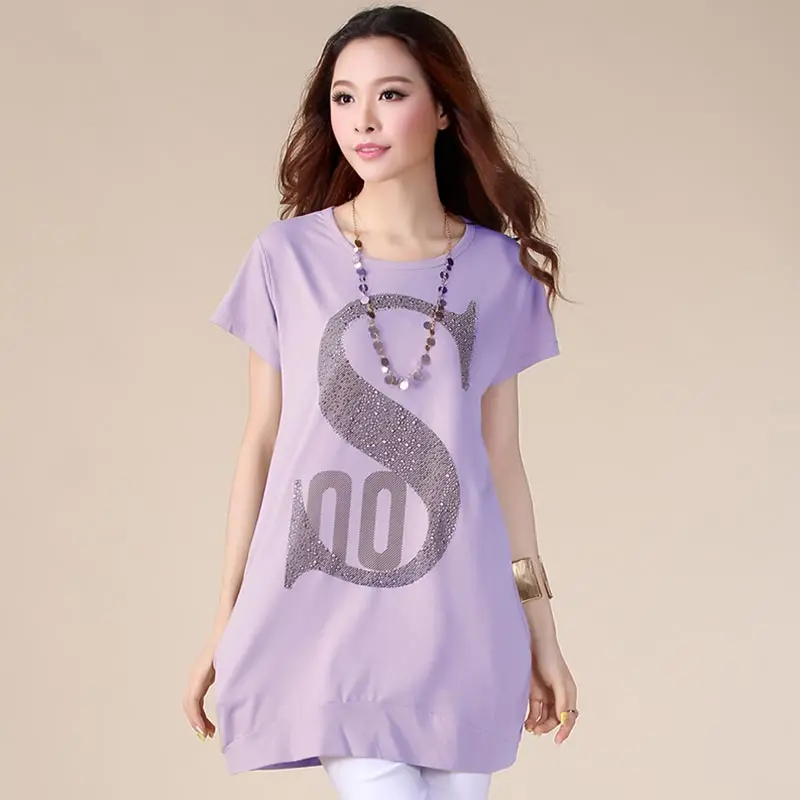 Plus Size Summer T-shirt Women 2019 New 8 Color Diamond-studded Letter Cotton Tees Round Neck Fashion T Shirt Tops Female HJ251
Plus Size Summer T-shirt Women 2019 New 8 Color Diamond-studded Letter Cotton Tees Round Neck Fashion T Shirt Tops Female HJ251