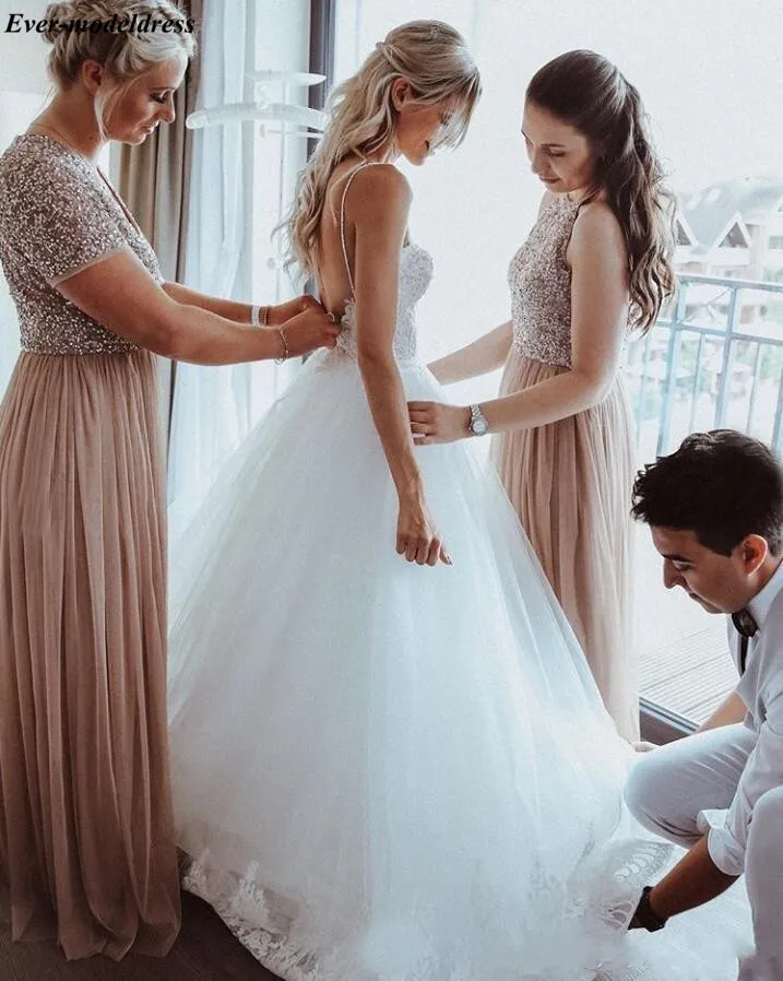 Свадебное платье в стиле бохо 2021 аппликационные жемчужины для кружева на тонких
