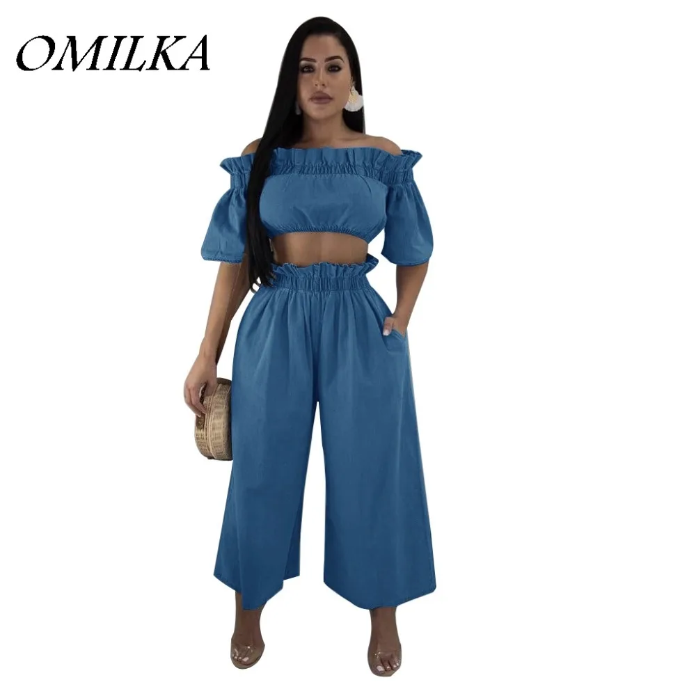 Женский джинсовый комплект OMILKA, голубой повседневный комплект из двух предметов с коротким рукавом, вырезом лодочкой и длинными брюками, ле...
Женский джинсовый комплект OMILKA, голубой повседневный комплект из двух предметов с коротким рукавом, вырезом лодочкой и длинными брюками, ле...