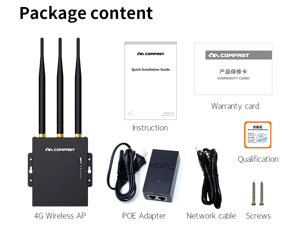 Comfast E7 High-Speed Outdoor AP 4G LTE Wireless AP Wifi Router 4G SIM Card Plug and play Wireless Router Mobile Wifi Router
Comfast E7 High-Speed Outdoor AP 4G LTE Wireless AP Wifi Router 4G SIM Card Plug and play Wireless Router Mobile Wifi Router