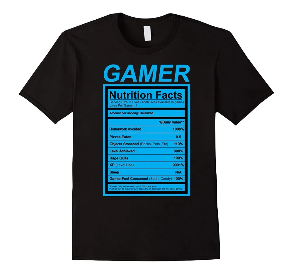 Gamer Nutrition Facts Blue Label Funny Graphic Mens T Shirts Fashion 2019 Rude Top Tee Round Neck Printing Shirt
Gamer Nutrition Facts Blue Label Funny Graphic Mens T Shirts Fashion 2019 Rude Top Tee Round Neck Printing Shirt