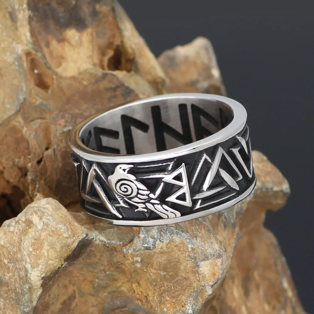 Скандинавский Викинг один Ворон Huginn и Muninn valknut Рунический амулет кольцо из