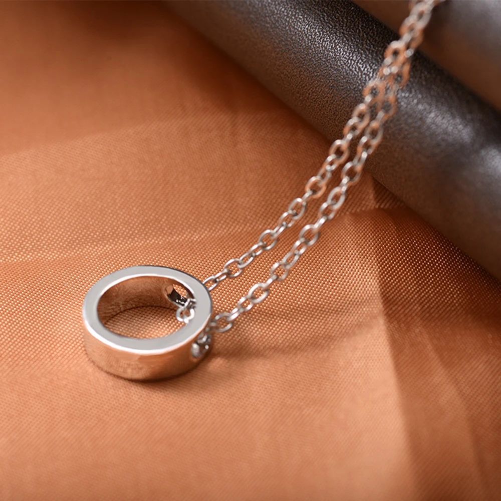 Простой металлический круг Персиковое сердце геометрическое ожерелье цепочка