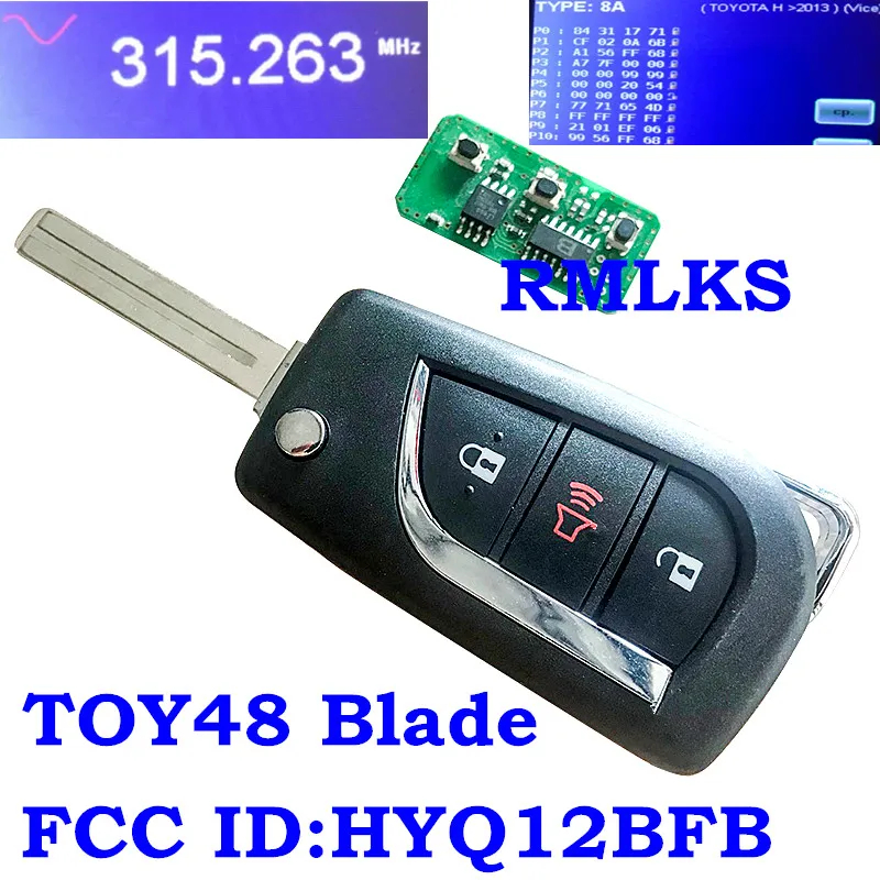 RMLKS New Replacement Flip Remote Key 3 Button 315MHz H 72G Chip For Toyota Camry 2018 89070-12A20 FCC: HYQ12BFB TOY48 Blade
RMLKS New Replacement Flip Remote Key 3 Button 315MHz H 72G Chip For Toyota Camry 2018 89070-12A20 FCC: HYQ12BFB TOY48 Blade