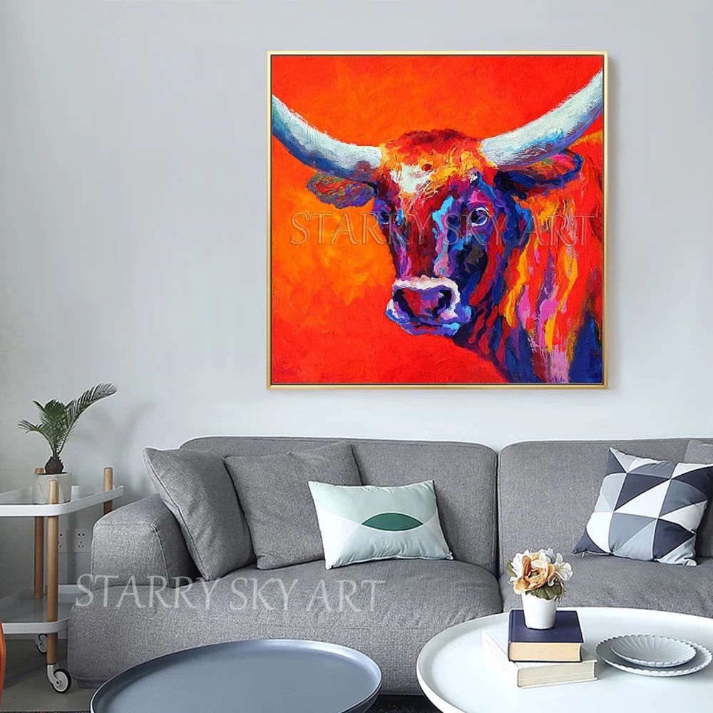Hand-painted High Quality Animal Longhorn Oil Painting on Canvas Special Big Animal Cow Longhorn Picture Decor for Living Room
Hand-painted High Quality Animal Longhorn Oil Painting on Canvas Special Big Animal Cow Longhorn Picture Decor for Living Room