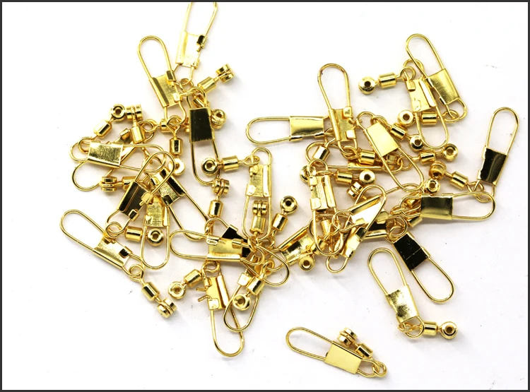200Pcs/Lot gold brass head swivel with snap Lure Connector small size Brand Steel Alloy Fishing Tools | Спорт и развлечения