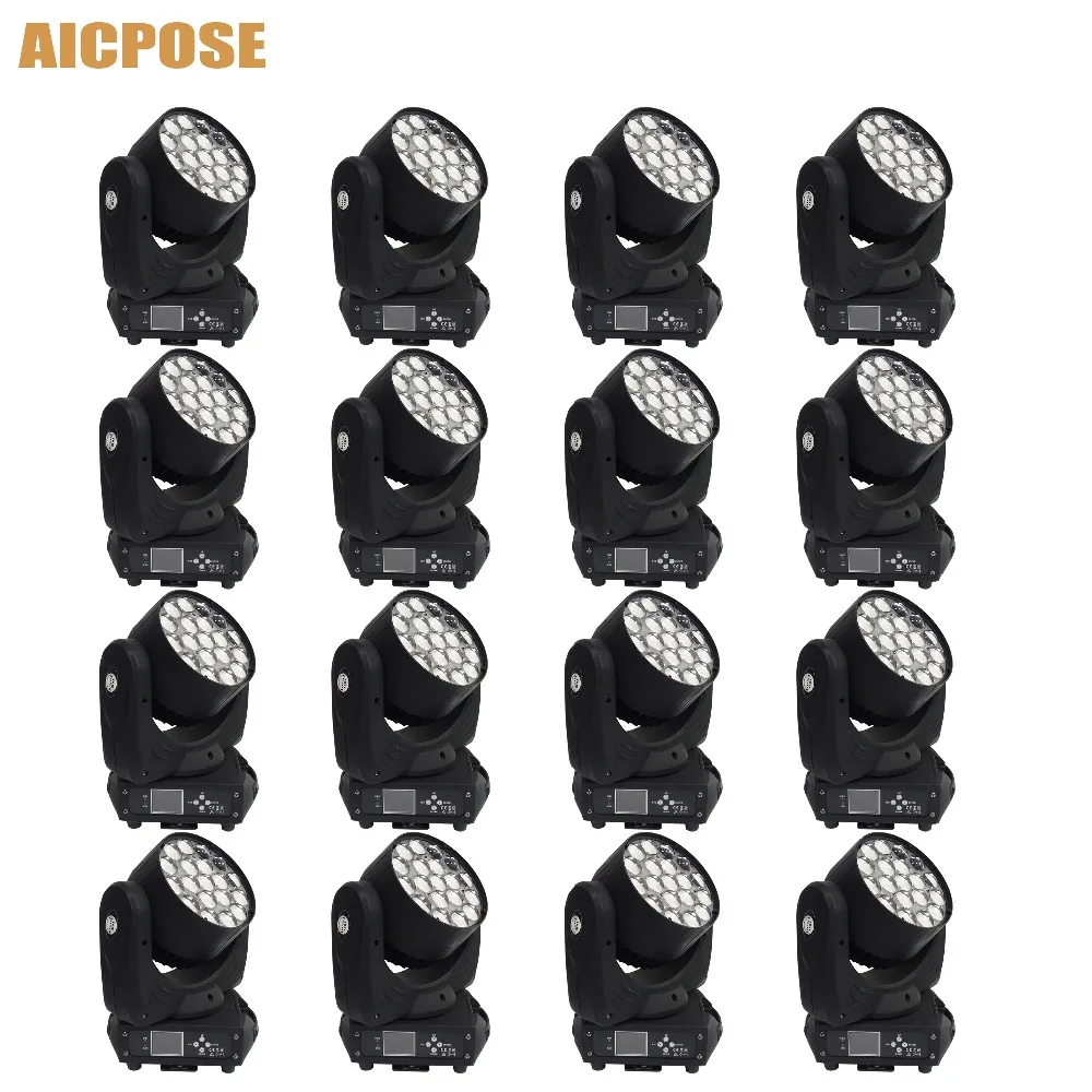 16 шт./лот 19x15 Вт светодиодный RGBW 4 в 1 Zoom/wash Light движущийся головной светильник с
