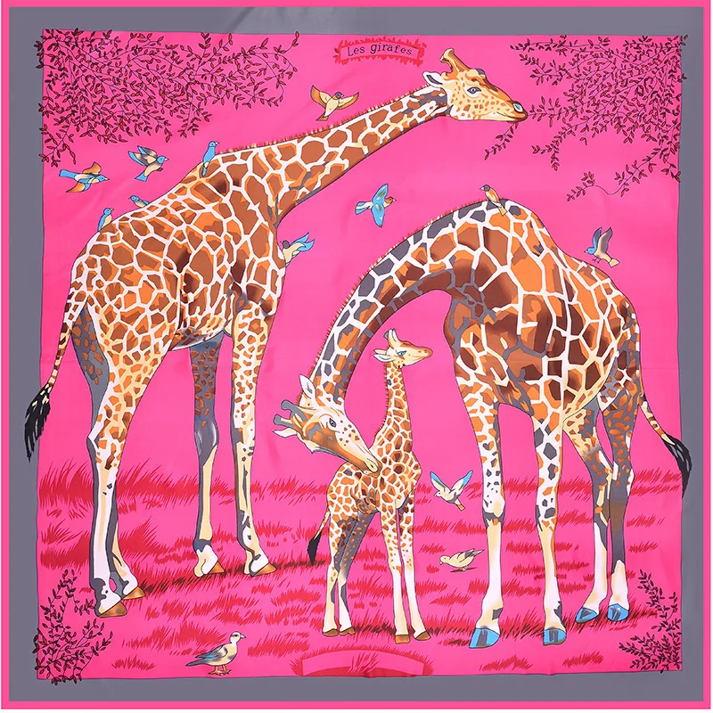 RenYvtil 130*130cm Twill Silk Women Scarf Euro Design Forest Animal Giraffe Neckerchief High Quality Lady Foulard Square Bandana
RenYvtil 130*130cm Twill Silk Women Scarf Euro Design Forest Animal Giraffe Neckerchief High Quality Lady Foulard Square Bandana