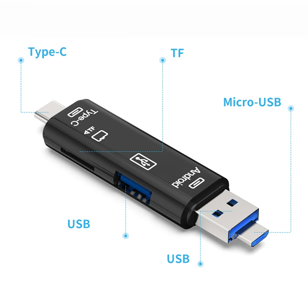 Хорошее качество Mulity Функция Тип-c 5 в 1 Multi-Функция Card Reader адаптер конвертер