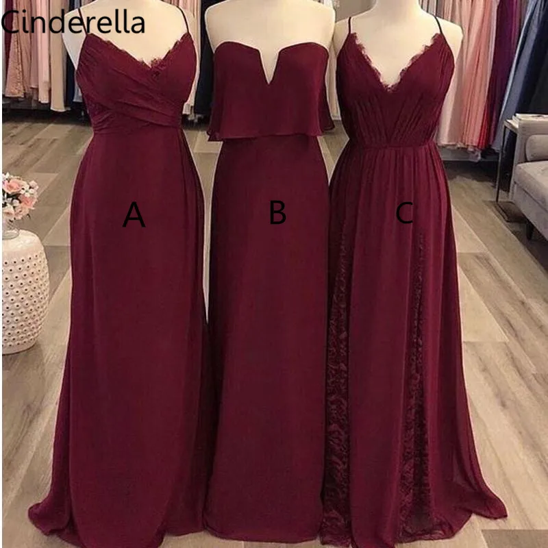 Cinderella Burgundy V-Neck Sleeveless Floor Length A-Line Chiffon Pleated Lace Bridesmaid Dresses Chiffon Bridesmaid Gowns
Cinderella Burgundy V-Neck Sleeveless Floor Length A-Line Chiffon Pleated Lace Bridesmaid Dresses Chiffon Bridesmaid Gowns