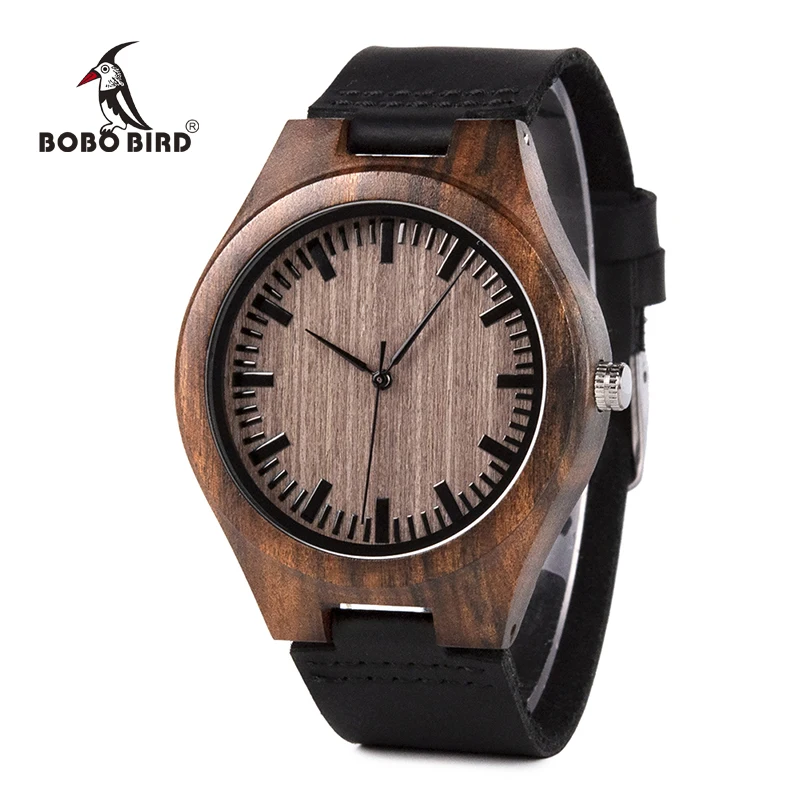 BOBO BIRD Ebony Wood Watch Men Quartz Wristwatches Timepiece With Leather Strap Women Best Gift In Box relogio masculino V-F08
BOBO BIRD Ebony Wood Watch Men Quartz Wristwatches Timepiece With Leather Strap Women Best Gift In Box relogio masculino V-F08