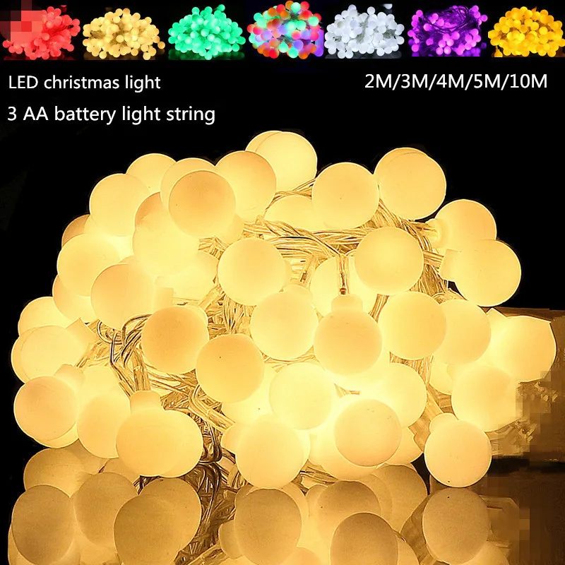 

led Ball Fairy String lights 2m 3m 4m 5m 10m 20m Battery Operated Wedding Christmas Outdoor Garland waterproof Decoration lamps