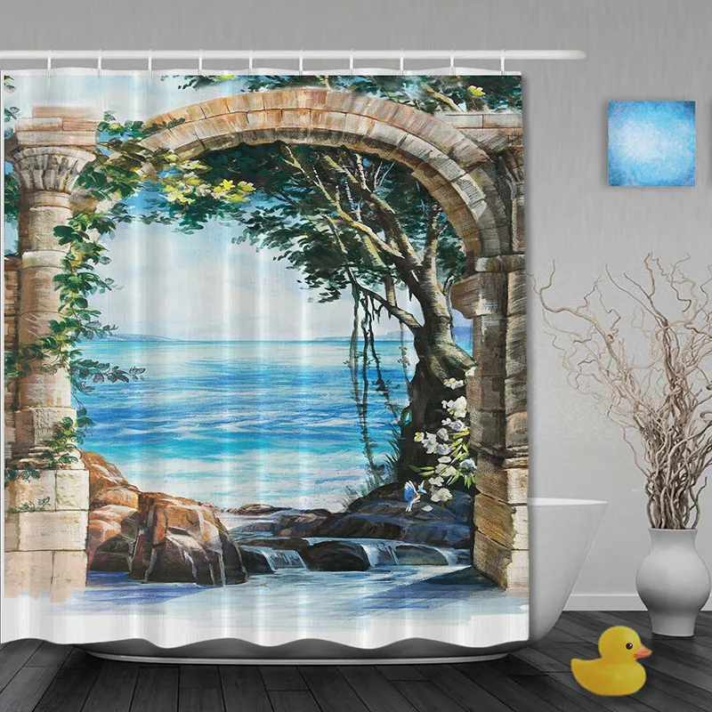 Seaside Scene Bathroom Shower Curtains Stone Arches Shower Curtain Waterproo Polyester Fabric Custom Bathroom Curtain Hooks
Seaside Scene Bathroom Shower Curtains Stone Arches Shower Curtain Waterproo Polyester Fabric Custom Bathroom Curtain Hooks