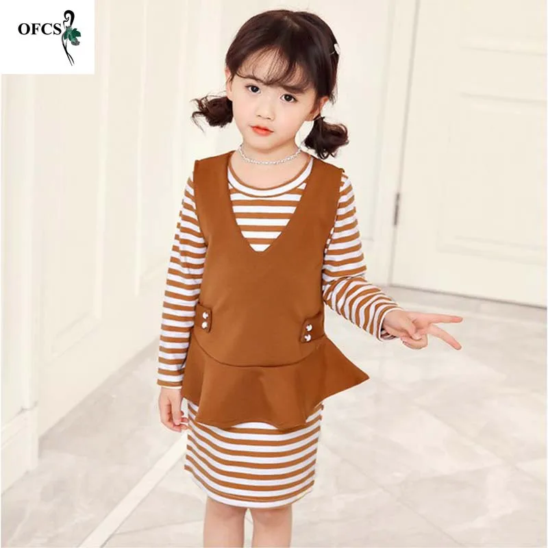 New Design Autumn Girls Clothing Sets Baby Kids Clothes Suit Children Long Sleeve Striped Dress +Vest Coat 2 pcs Suits 5-15 Ages
New Design Autumn Girls Clothing Sets Baby Kids Clothes Suit Children Long Sleeve Striped Dress +Vest Coat 2 pcs Suits 5-15 Ages