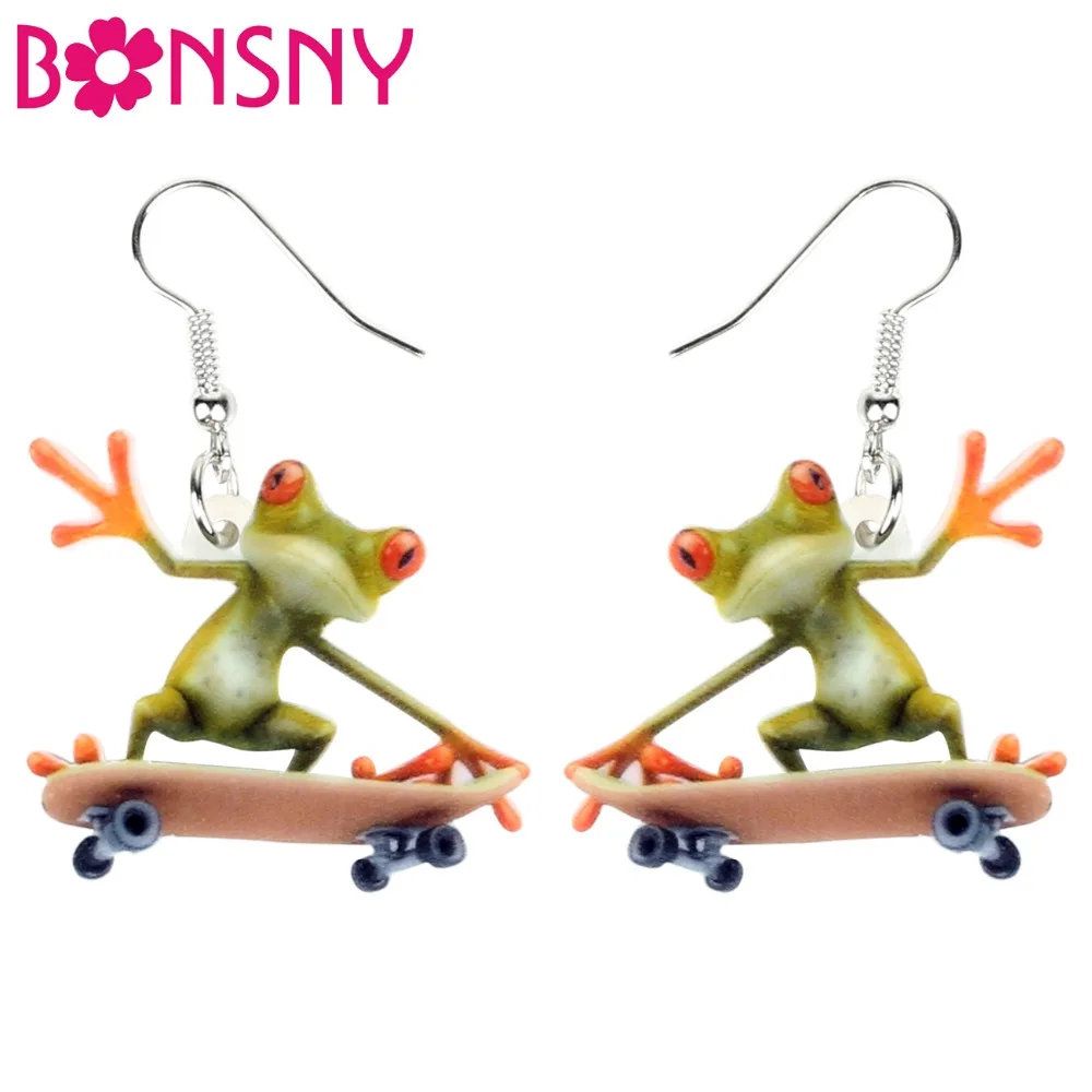 Bonsny Acrylic Cartoon Skateboard Frog Earrings Drop Dangle Big Long New Fashion Sports Jewelry For Women Girls Teens Wholesale
Bonsny Acrylic Cartoon Skateboard Frog Earrings Drop Dangle Big Long New Fashion Sports Jewelry For Women Girls Teens Wholesale
