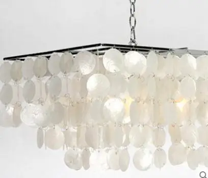 modern minimalist rectangular garden natural shell pendant light dining-room living room bar hanging lighting lamp | Лампы и освещение