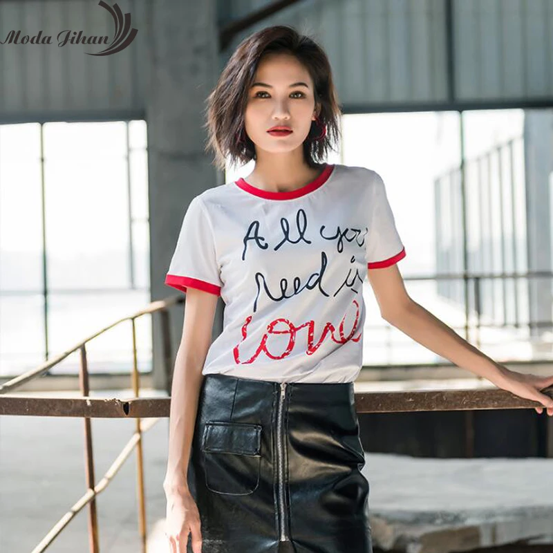 Moda Jihan новые женские футболки хлопковые с коротким рукавом шикарные белые