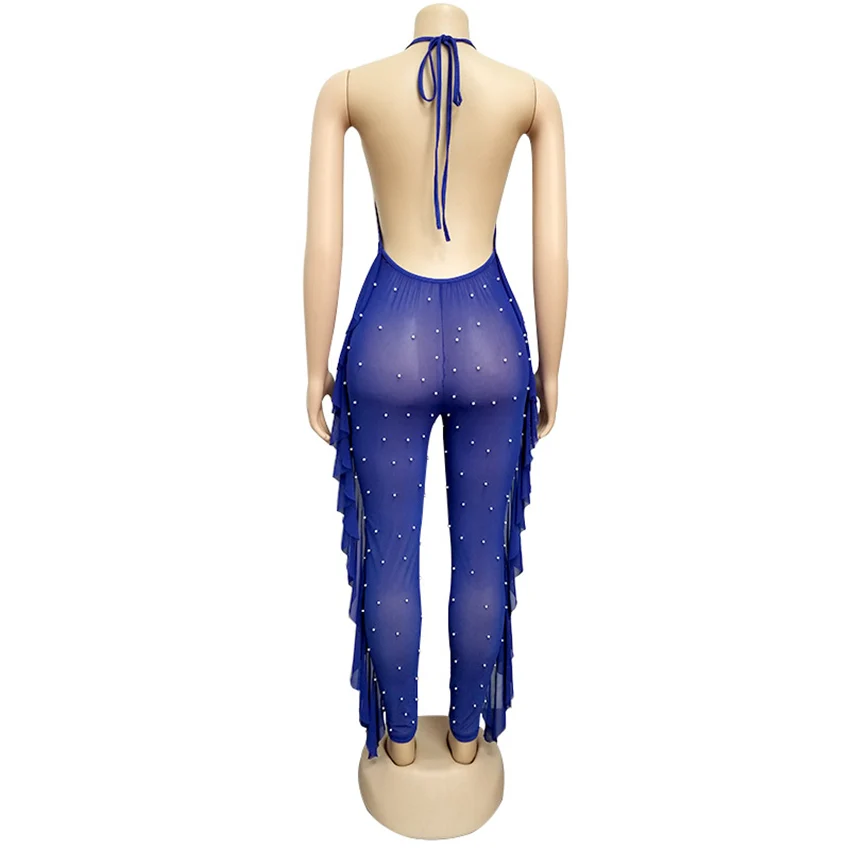 Women Sexy Sheer Mesh Rivet Jumpsuit youtube fashion deep V Neck Night Club Party Romper Pants Bodysuits combinaison femme
Women Sexy Sheer Mesh Rivet Jumpsuit youtube fashion deep V Neck Night Club Party Romper Pants Bodysuits combinaison femme