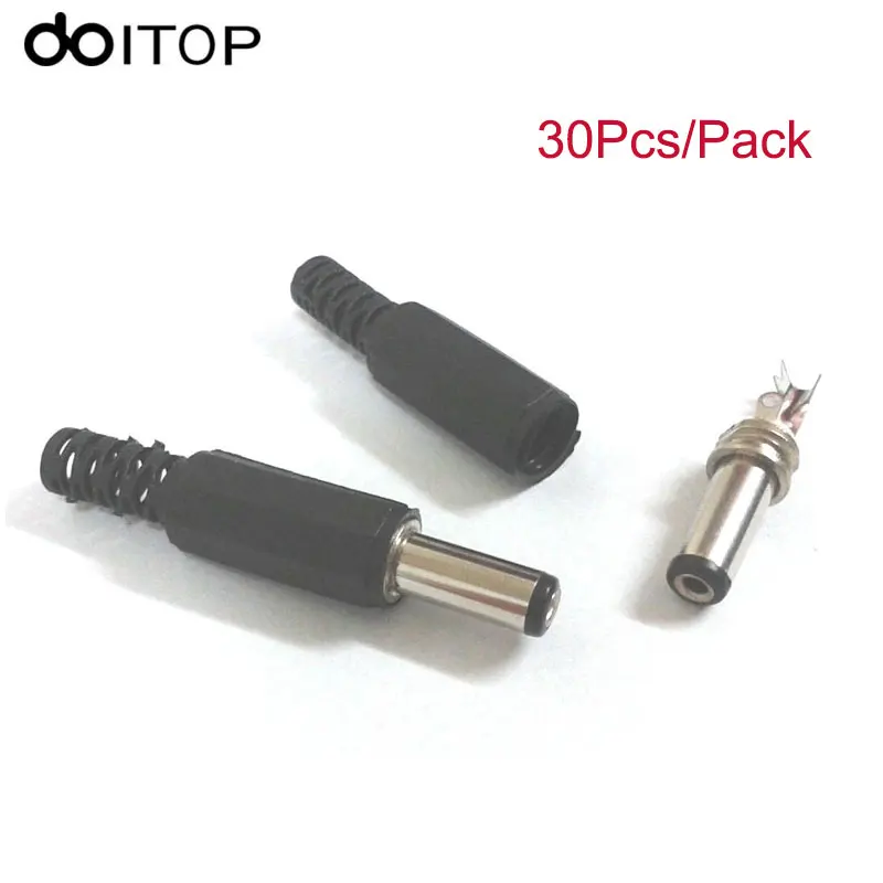 30 шт. 5 5x2 1 мм Мужской припоя DC Мощность бочка кончик Гнездовой разъем Jack прямые разъемы для Питание