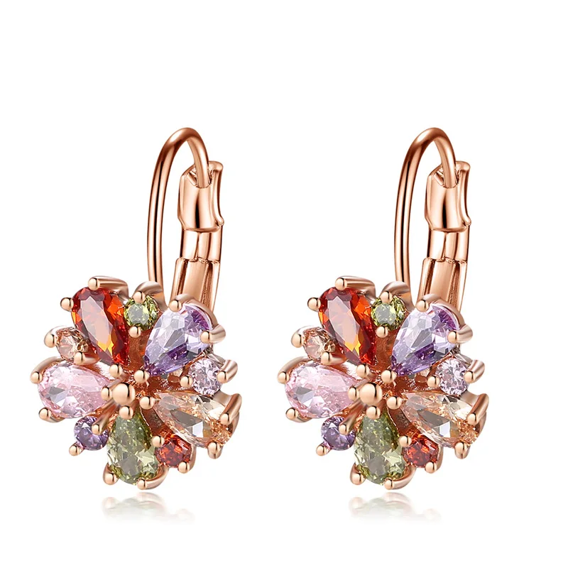 FYM Fashion High Quality Rose Gold Colorful Flower Shape Wedding Hoop Earrings Cubic Zircon Bijoux Earring for Women Party
FYM Fashion High Quality Rose Gold Colorful Flower Shape Wedding Hoop Earrings Cubic Zircon Bijoux Earring for Women Party