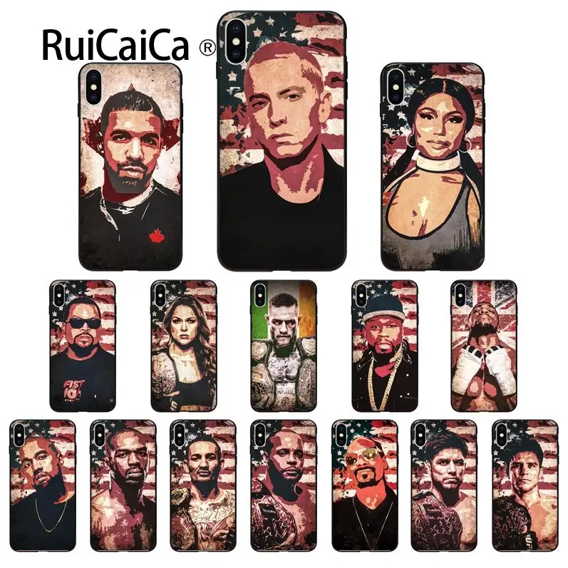 Фото Ruicaica Rap star Rapper Eminem Kanye West UFC Conor черный чехол для телефона iPhone X XS MAX 6 6s 7 7plus 8 8Plus 5 5S SE