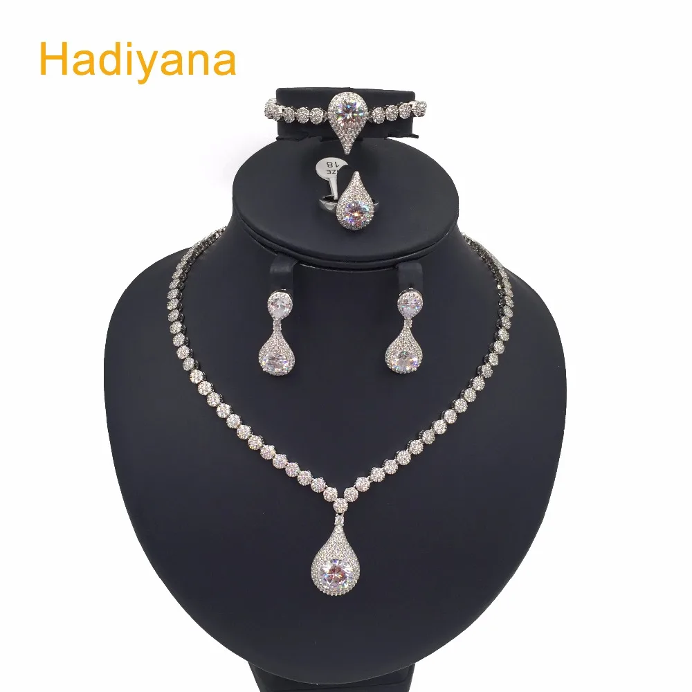 Hadiyana New Style Luxury Zircon 4pcs sets For Wedding Fashion Necklace Copper Costume Jewelry Set For Women CN062
Hadiyana New Style Luxury Zircon 4pcs sets For Wedding Fashion Necklace Copper Costume Jewelry Set For Women CN062