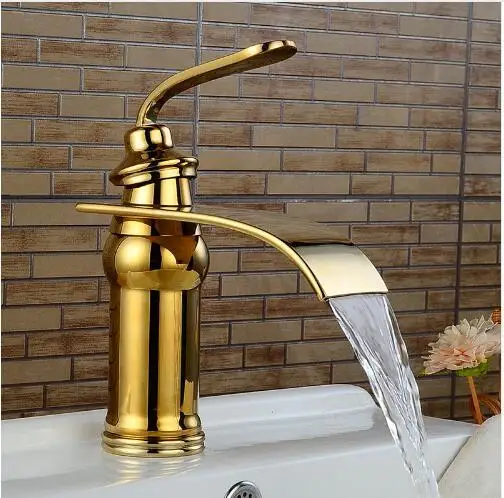 

Luxury Style Bathroom Basin Sink Faucet Solid Brass Oil-rubbed Bronze With Rose Golden Waterfall Tap Torneira Banheiro