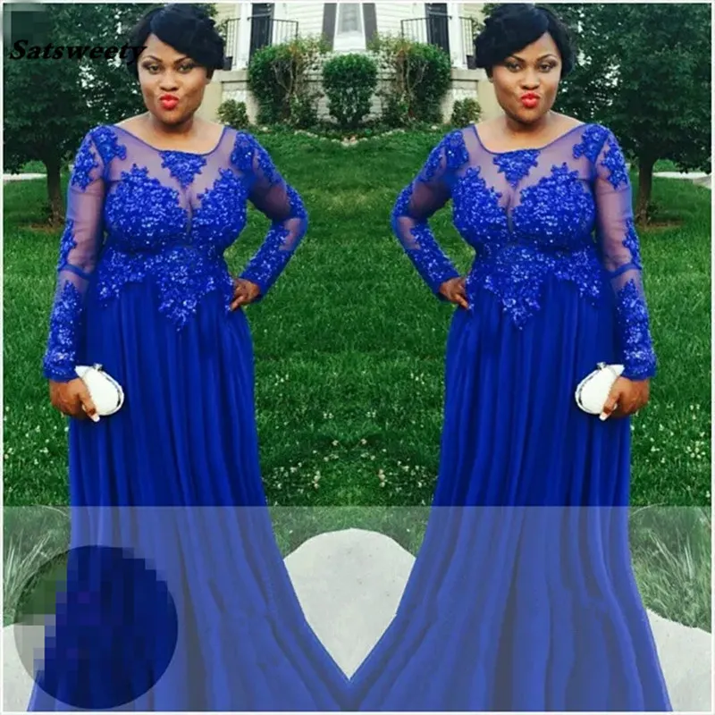 Royal Blue Plus Size Prom Dresses 2021 Generous Long Sleeve Sheer Formal Women Bridesmaid Dresses Empire Vestidos De Formatura
Royal Blue Plus Size Prom Dresses 2021 Generous Long Sleeve Sheer Formal Women Bridesmaid Dresses Empire Vestidos De Formatura
