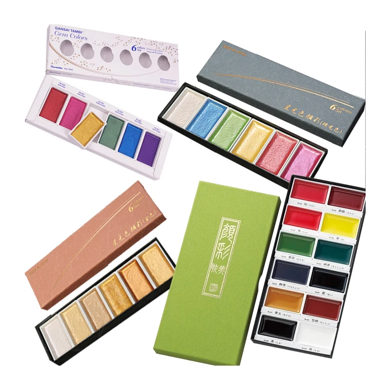ZIG Kuretake pigment Gansai Tambi Watercolor Paint Starry/Pearl/Gem Colors Japanese Solid Pigment For Drawing Art Supplies
ZIG Kuretake pigment Gansai Tambi Watercolor Paint Starry/Pearl/Gem Colors Japanese Solid Pigment For Drawing Art Supplies