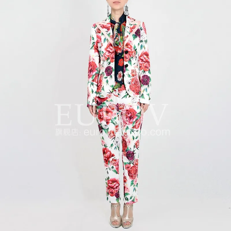 Women Set 2018 New Fashion High Quality Designer Women's Autumn Sicily Print Female Suit Turn-Down Collar Slim Blazer+Long Pants
Women Set 2018 New Fashion High Quality Designer Women's Autumn Sicily Print Female Suit Turn-Down Collar Slim Blazer+Long Pants