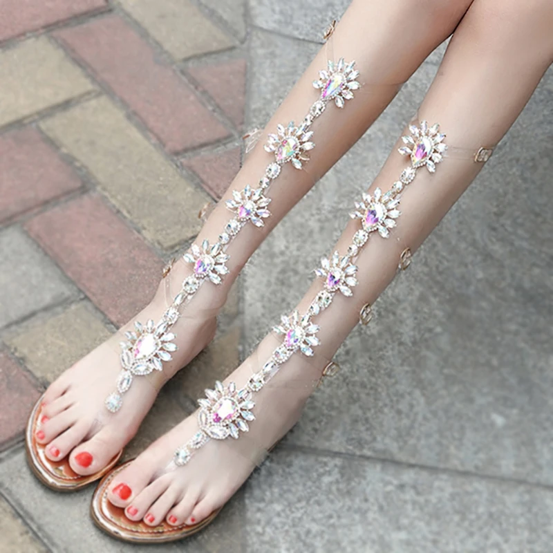 Knee High Gladiator Sandals Flat Women Shoes Rhinestone Buckle Strap Crystal Sandals Boots Summer Bohemia Style Beach Shoes
Knee High Gladiator Sandals Flat Women Shoes Rhinestone Buckle Strap Crystal Sandals Boots Summer Bohemia Style Beach Shoes