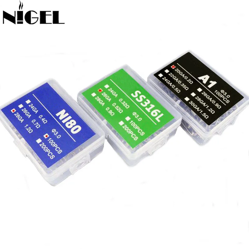 NI80 Coils A1 SS316L 100PCS Nichrome Prebuilt Coil 20GA 24GA 26GA 28GA Premade Vape Coils For DIY RDA RTA Rebuildable Atomizer
NI80 Coils A1 SS316L 100PCS Nichrome Prebuilt Coil 20GA 24GA 26GA 28GA Premade Vape Coils For DIY RDA RTA Rebuildable Atomizer