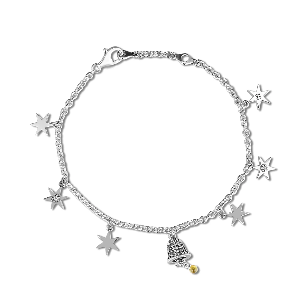CKK 925 Sterling Silver Festive Bell & Star Bracelets,Fancy Golden Fashion Jewelry DIY Making For Women
CKK 925 Sterling Silver Festive Bell & Star Bracelets,Fancy Golden Fashion Jewelry DIY Making For Women