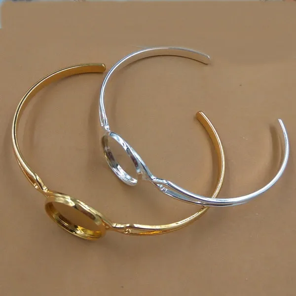 5 PCS 16mm Round Cabochon Base Bangle Setting 65*17mm Copper Bangle Gold Silver Color Bracelet Blank Setting For Women
5 PCS 16mm Round Cabochon Base Bangle Setting 65*17mm Copper Bangle Gold Silver Color Bracelet Blank Setting For Women