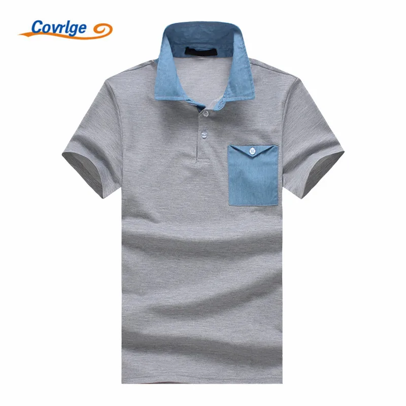 

Covrlge New 2018 Brand POLO Shirt Men Cotton Fashion Chest Pocket Solid Color Summer Short-sleeve Casual Shirts MTP054