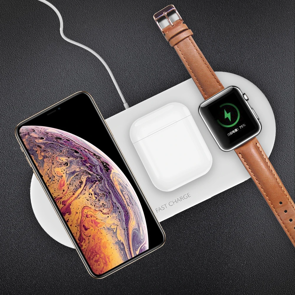 3 in 1 Qi Fast wireless charging pad for Iphone watch Series1/2/3/4,Airpods, for iPhone Xs/Xs Max/XR/X,Samsung S10/S10+/S9/S7/S6
3 in 1 Qi Fast wireless charging pad for Iphone watch Series1/2/3/4,Airpods, for iPhone Xs/Xs Max/XR/X,Samsung S10/S10+/S9/S7/S6