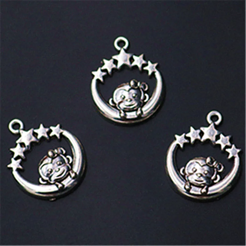 8pcs Silver-Plated Moon Star Monkey Pendant Retro Bracelet Necklace Metal Accessories DIY Charms For Jewelry Crafts Making A1074
8pcs Silver-Plated Moon Star Monkey Pendant Retro Bracelet Necklace Metal Accessories DIY Charms For Jewelry Crafts Making A1074