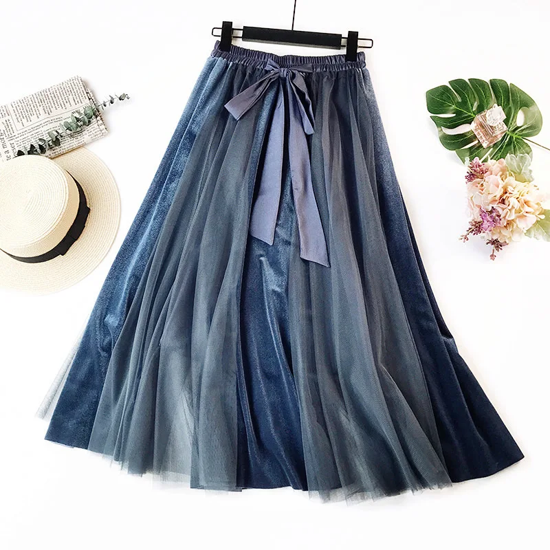Long Skirt Women's Party Velvet Mesh High Waist Skirts 2018 Autumn Spring Ladies Elegant Bow Solid Long Vintage Pleated Skirt
Long Skirt Women's Party Velvet Mesh High Waist Skirts 2018 Autumn Spring Ladies Elegant Bow Solid Long Vintage Pleated Skirt