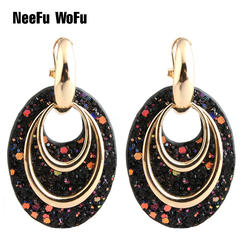 Женские серьги овальной формы NeeFu WoFu с тигром висячие из цинкового сплава и кожи