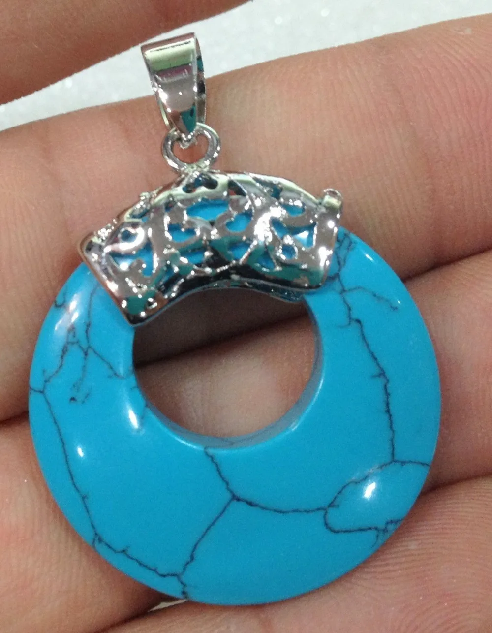 FREE shipping> >>>>New NATURAL Turquoise NECKLACE jewerly PENDANT 18KGP