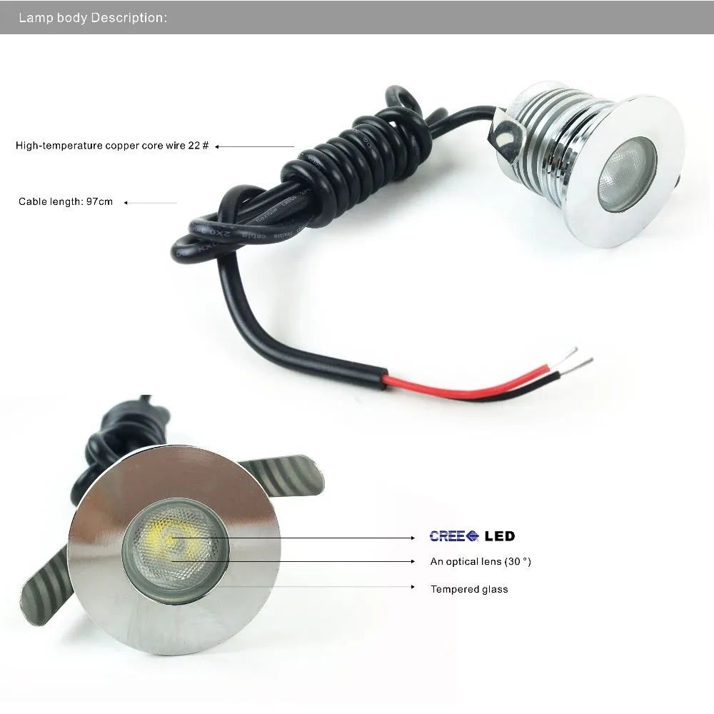 1 Вт LED подземный свет IP67 Похоронен встраиваемые этаж напольный светильник DC12V 24 В