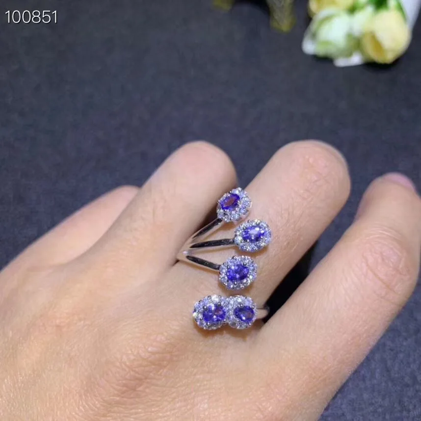 Natural Tested Tanzanite Gemstone Ring, 925 Sterling Silver, 3*5mm*5Pcs Birthstone Jewelry, Party Cocktail Rings for Women FJ321
Natural Tested Tanzanite Gemstone Ring, 925 Sterling Silver, 3*5mm*5Pcs Birthstone Jewelry, Party Cocktail Rings for Women FJ321