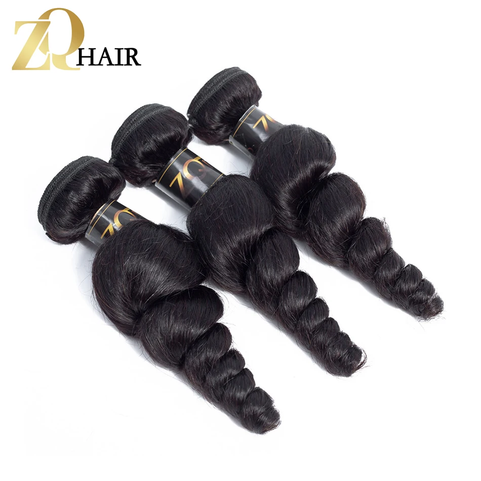 ZQ HAIR 3 Bundles Peruvian Loose Wave Hair 100% Human Weave Non Remy Extension Free Shipping | Шиньоны и парики