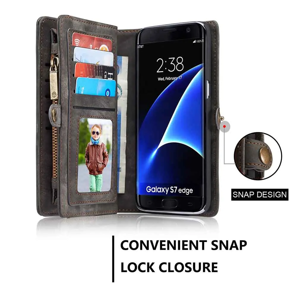 S7 край Люкс Флип Натуральная Кожа Case Для Samsung Galaxy Бумажник Телефон Сумки Случаи