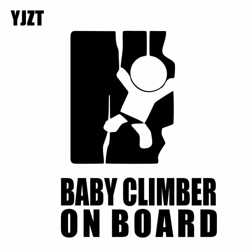 YJZT 9.1CM*12CM BABY CLIMBER ON BOARD Vinyl Sticker Car Funny Decals Black/Silver C10-00767 | Stickers