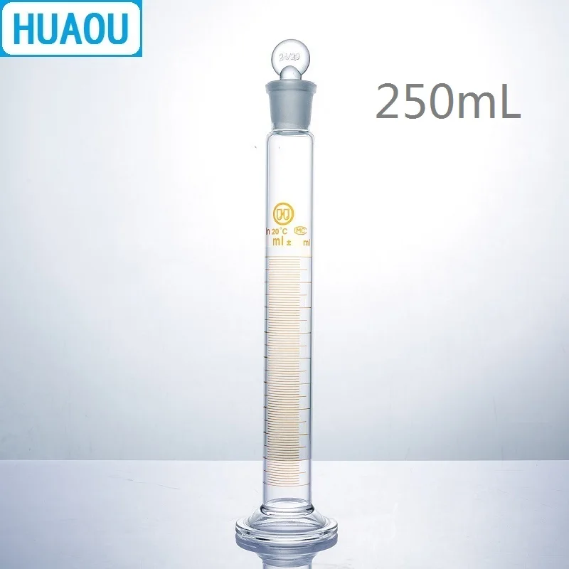 HUAOU 250 мл измерительный цилиндр со стеклянной пробкой для заземления