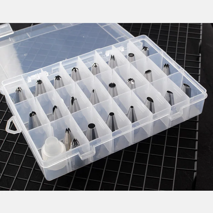 26pcs/set Cake Decorating Stainless steel Icing Piping Nozzles Pastry Tips Set Kitchen Accessories with Plastic Box OK 0768
26pcs/set Cake Decorating Stainless steel Icing Piping Nozzles Pastry Tips Set Kitchen Accessories with Plastic Box OK 0768