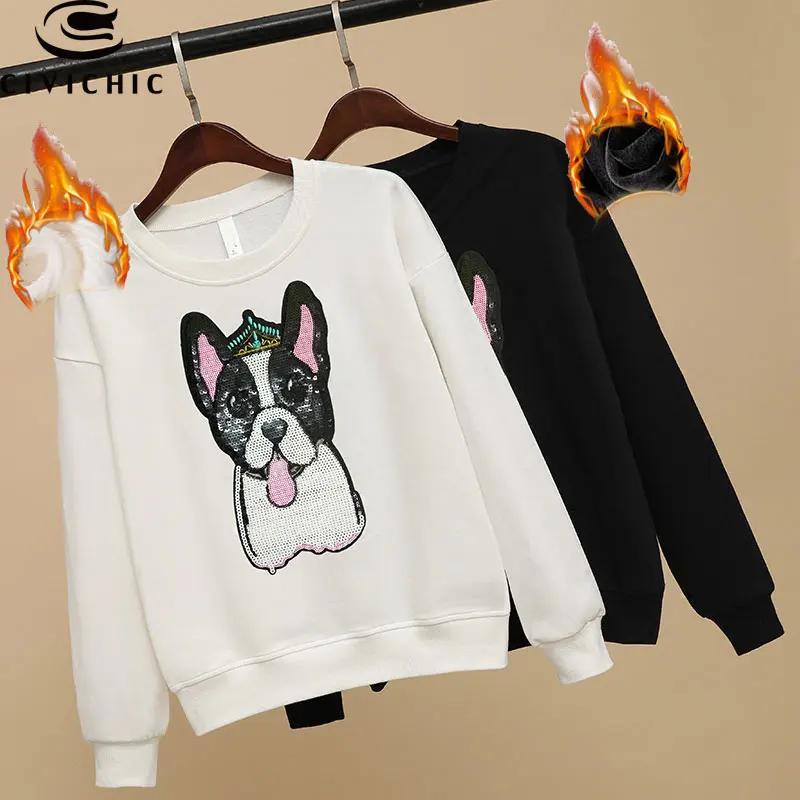 CIVICHIC Stylish Women Embroidery Pullovers Sequins Puppy Hoodie Cotton Loose Sweatshirts Korean Style Cute Dog Tops Shirt WHD04
CIVICHIC Stylish Women Embroidery Pullovers Sequins Puppy Hoodie Cotton Loose Sweatshirts Korean Style Cute Dog Tops Shirt WHD04